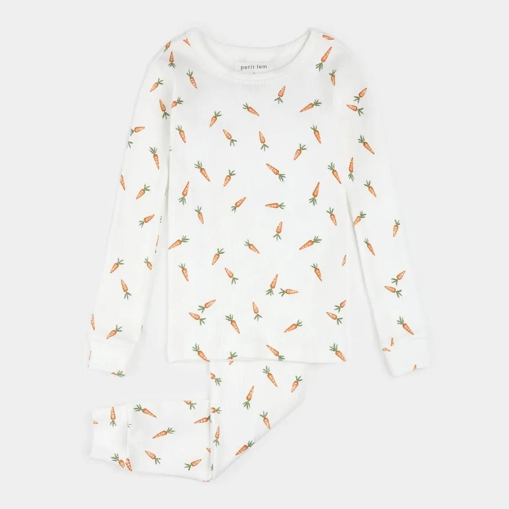 Pyjama 2 - pcs blanc - Carottes (2 - 7) - Vêtements - Boutique LeoLudo - Petit Lem
