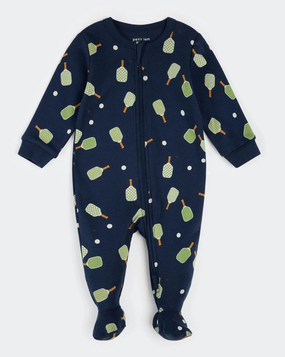 Pyjama une-pièce à pieds – Pickleball (0-12 mois) -Vêtements- Boutique LeoLudo-Petit Lem