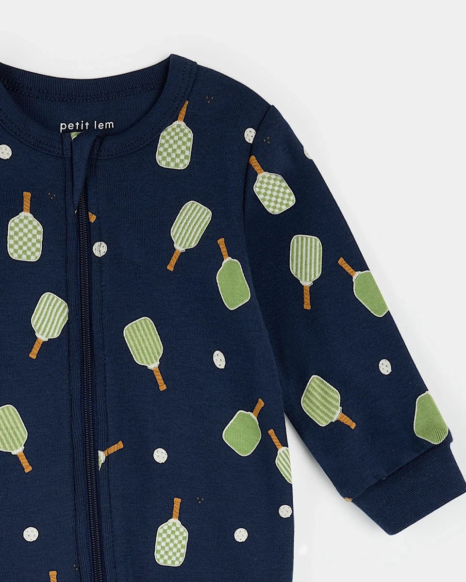 Pyjama une-pièce à pieds – Pickleball (0-12 mois) -Vêtements- Boutique LeoLudo-Petit Lem
