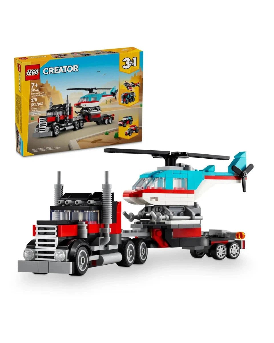 Remorque à plateforme avec hélicoptère (270 pcs) - Jeux de construction - Boutique LeoLudo - LEGO