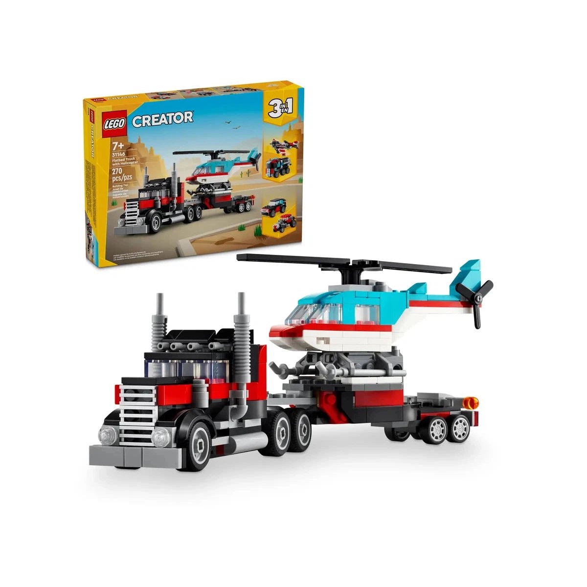 Remorque à plateforme avec hélicoptère (270 pcs) - Jeux de construction - Boutique LeoLudo - LEGO