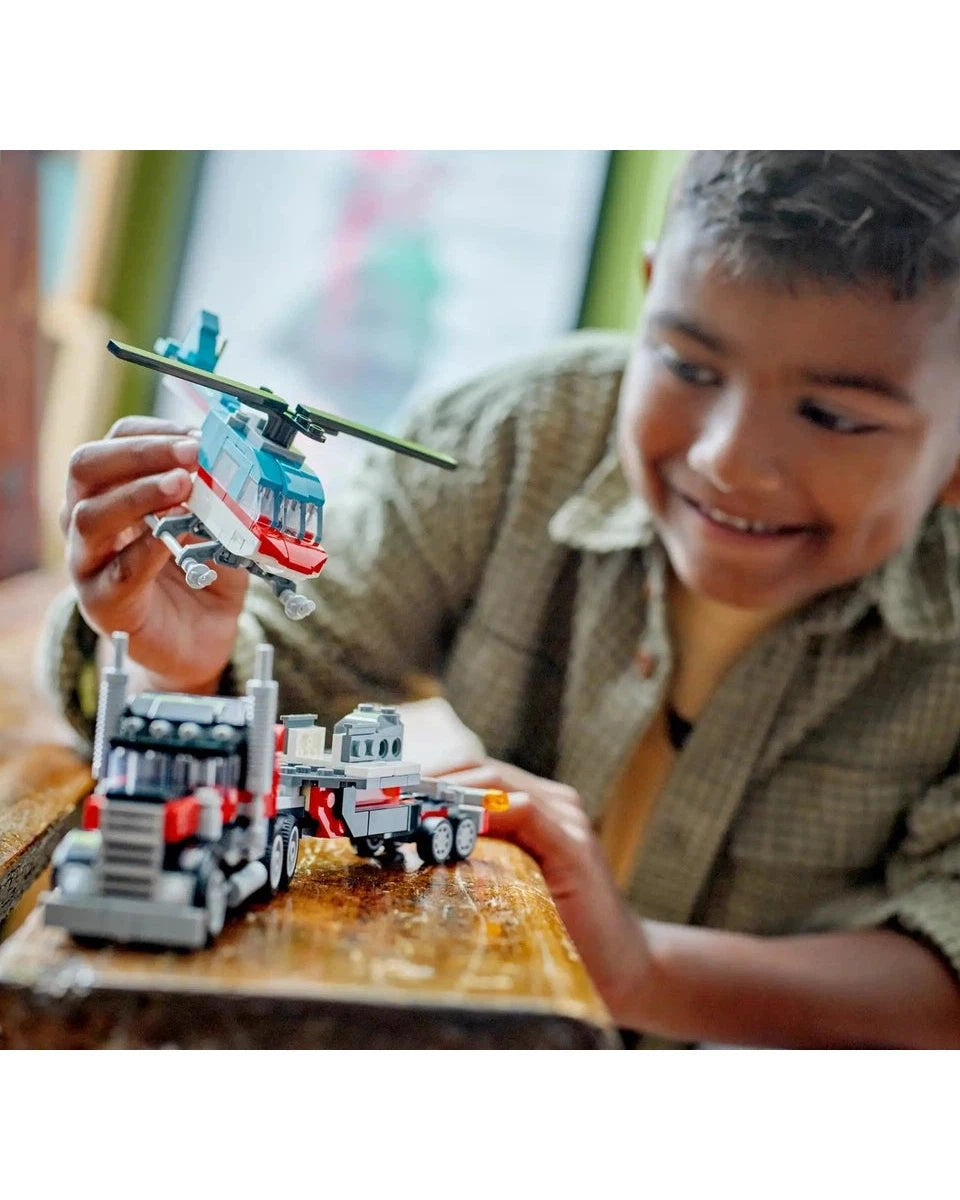 Remorque à plateforme avec hélicoptère (270 pcs) - Jeux de construction - Boutique LeoLudo - LEGO