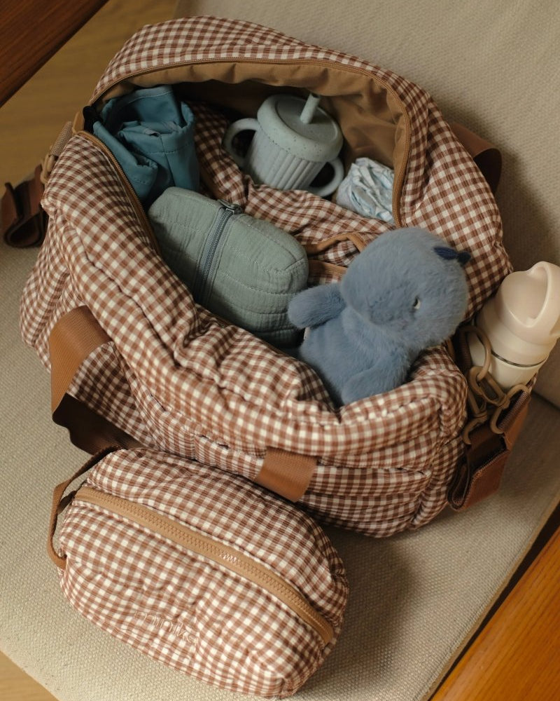 Sac à couches - Vichy brown -Accessoires bébé- Boutique LeoLudo-Minika
