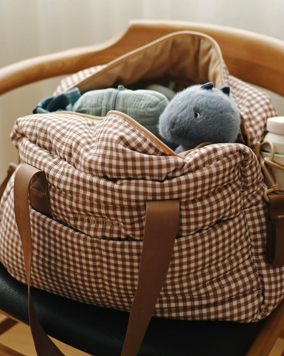 Sac à couches - Vichy brown -Accessoires bébé- Boutique LeoLudo-Minika