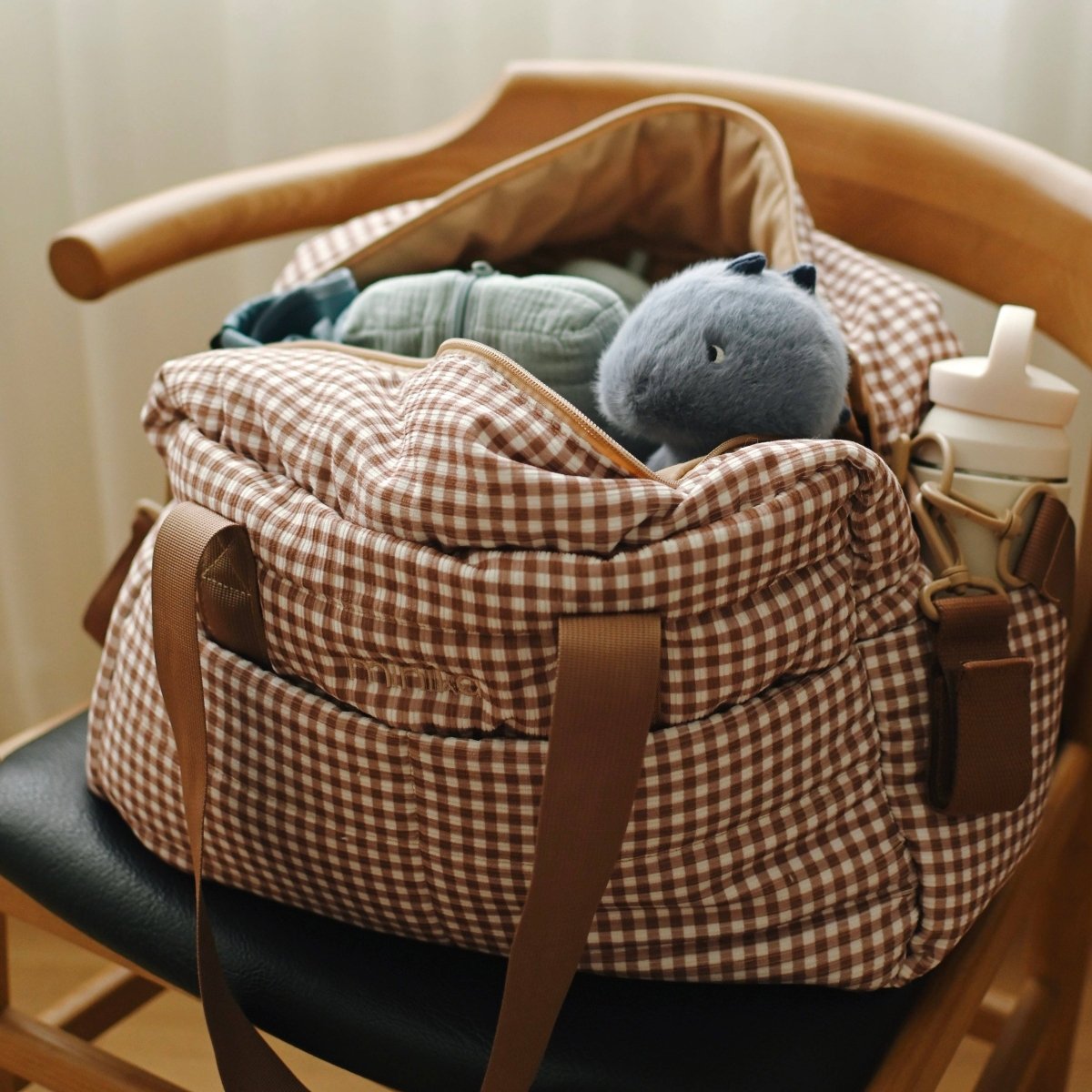 Sac à couches - Vichy brown -Accessoires bébé- Boutique LeoLudo-Minika