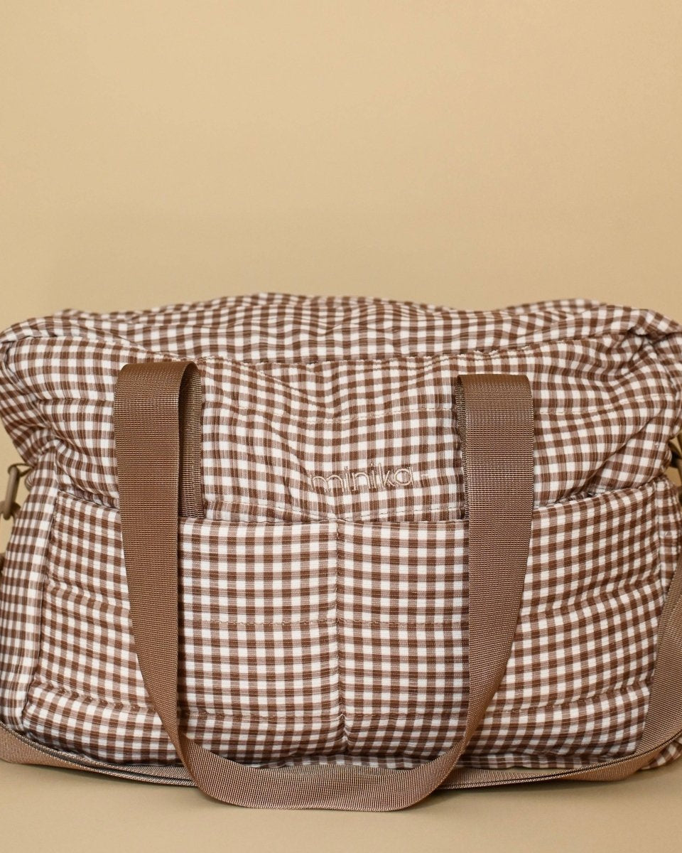 Sac à couches - Vichy brown -Accessoires bébé- Boutique LeoLudo-Minika