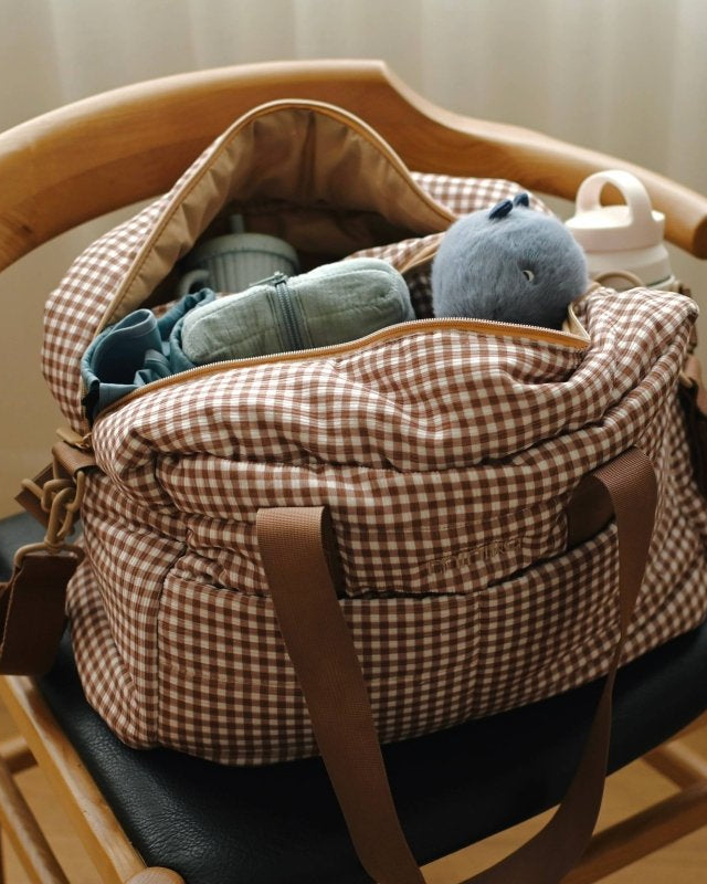 Sac à couches - Vichy brown -Accessoires bébé- Boutique LeoLudo-Minika