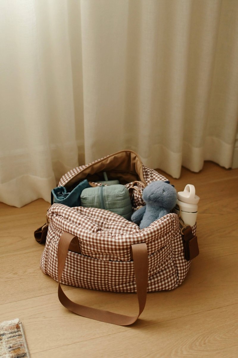 Sac à couches - Vichy brown -Accessoires bébé- Boutique LeoLudo-Minika
