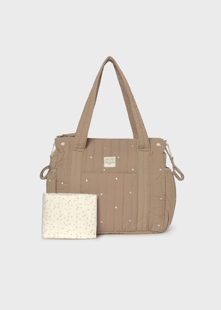 Sac à langer matelassé Mayoral avec matelas à langer – Taupe à pois -Accessoires bébé- Boutique LeoLudo-Mayoral