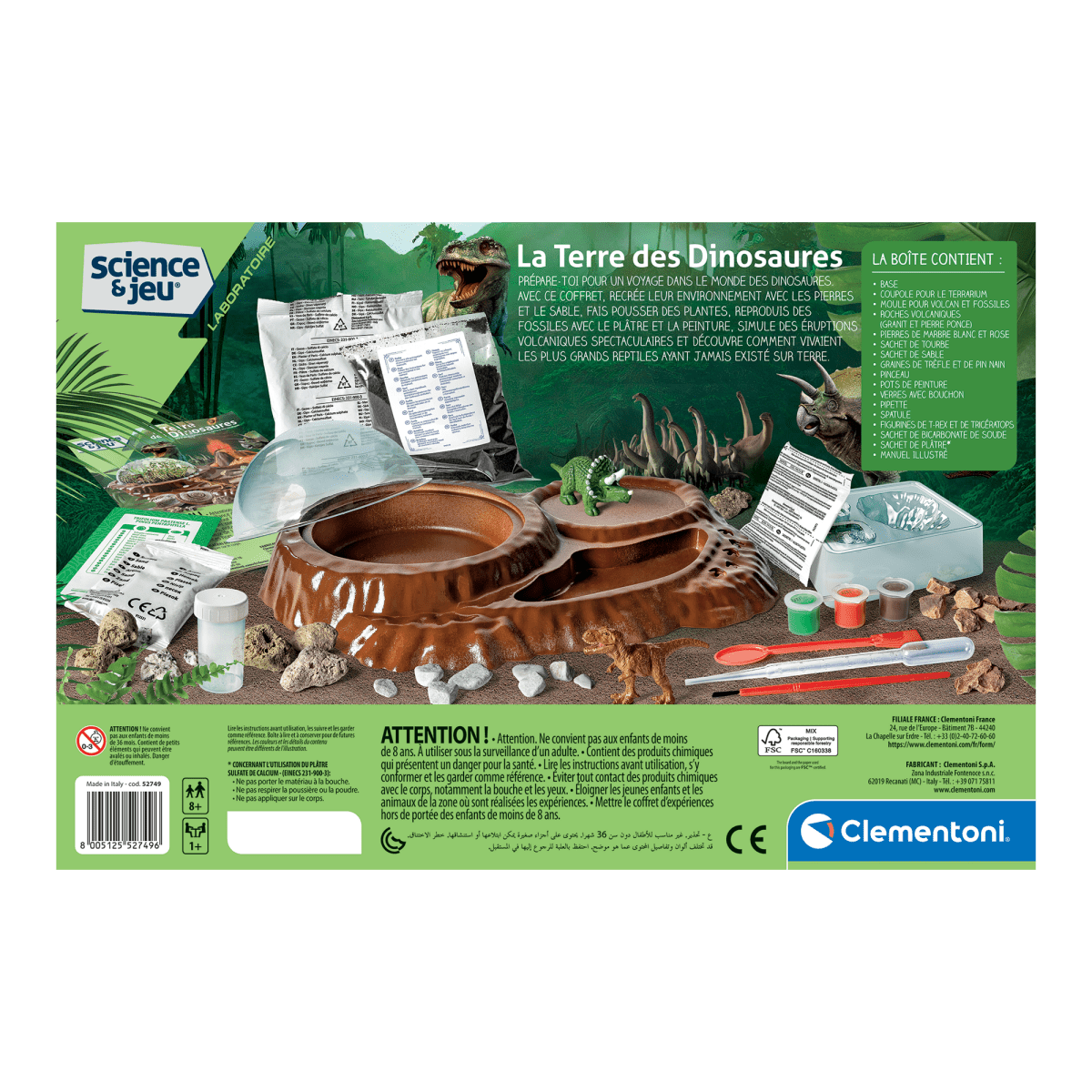 Science & Jeu: La Terre des Dinosaures -Jeux scientifiques- Boutique LeoLudo-Clementoni