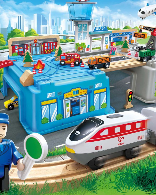 Seau Super Cityscape Transport (80 pcs) - Ensembles de jeu - Boutique LeoLudo - Hape