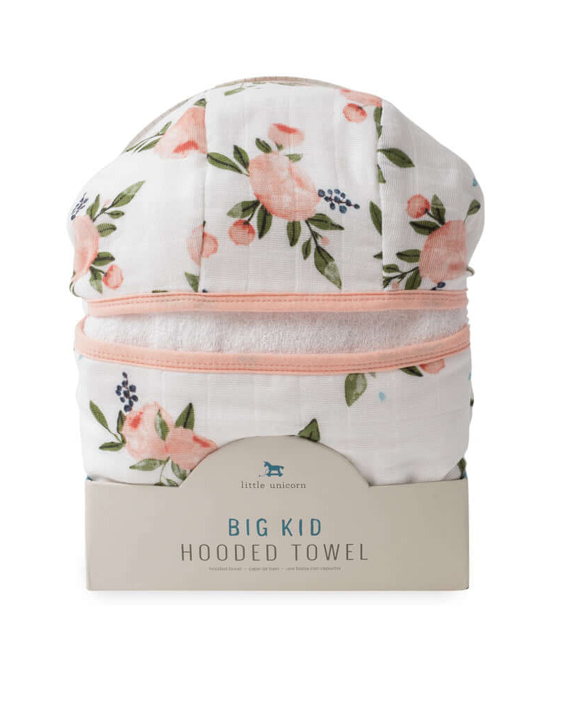 Serviette de bain à capuchon Big Kid - Watercolor Roses - Serviettes - Boutique LeoLudo - Little Unicorn