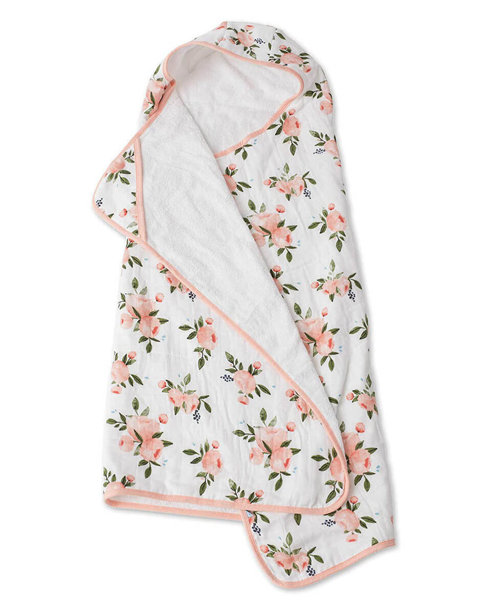 Serviette de bain à capuchon Big Kid - Watercolor Roses - Serviettes - Boutique LeoLudo - Little Unicorn