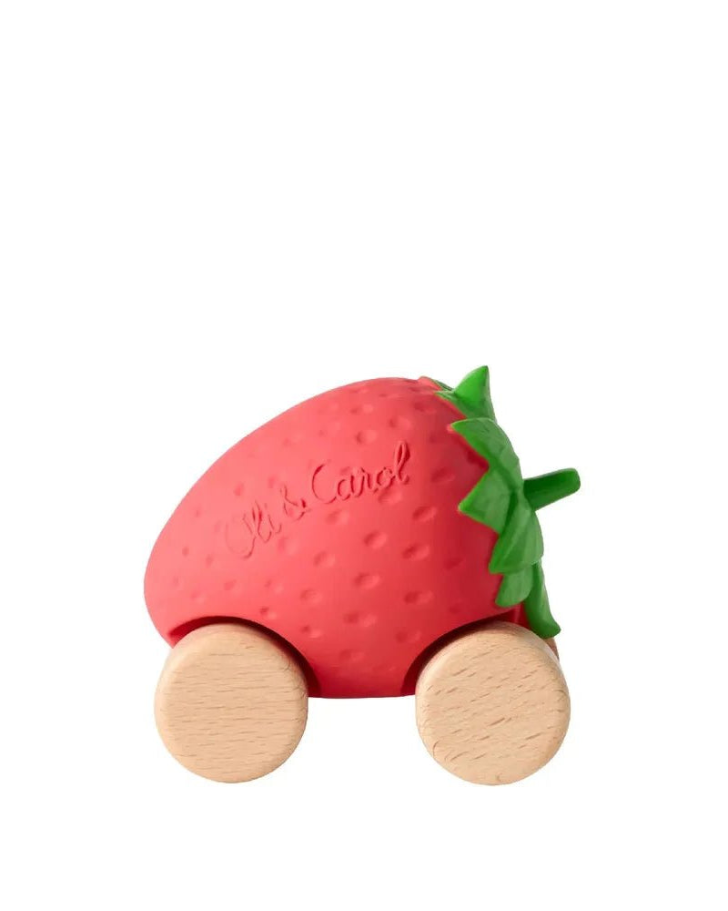 Sweetie la fraise – Voiture jouet pour bébé - Jouets de dentition - Boutique LeoLudo - Oli & Carol