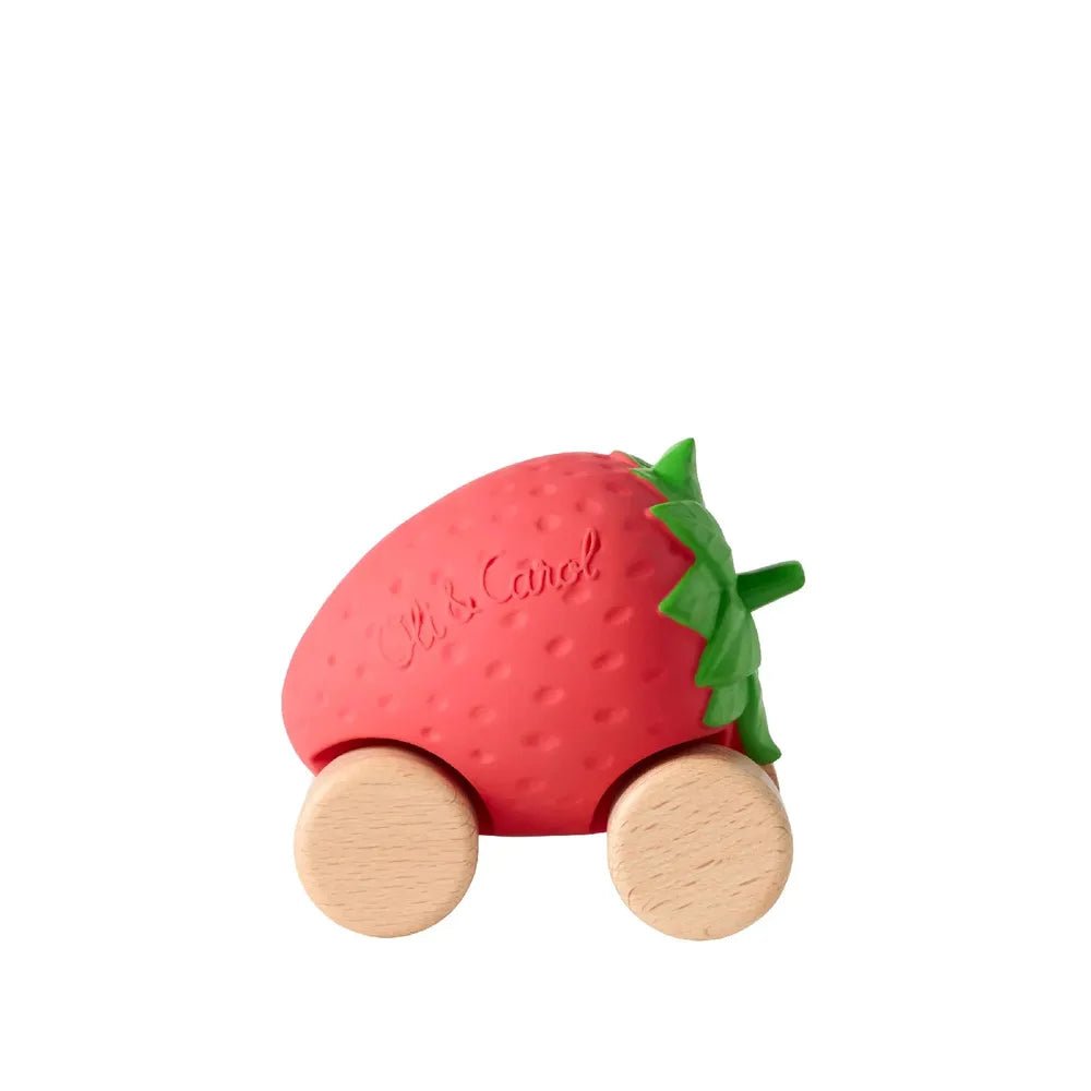 Sweetie la fraise – Voiture jouet pour bébé - Jouets de dentition - Boutique LeoLudo - Oli & Carol