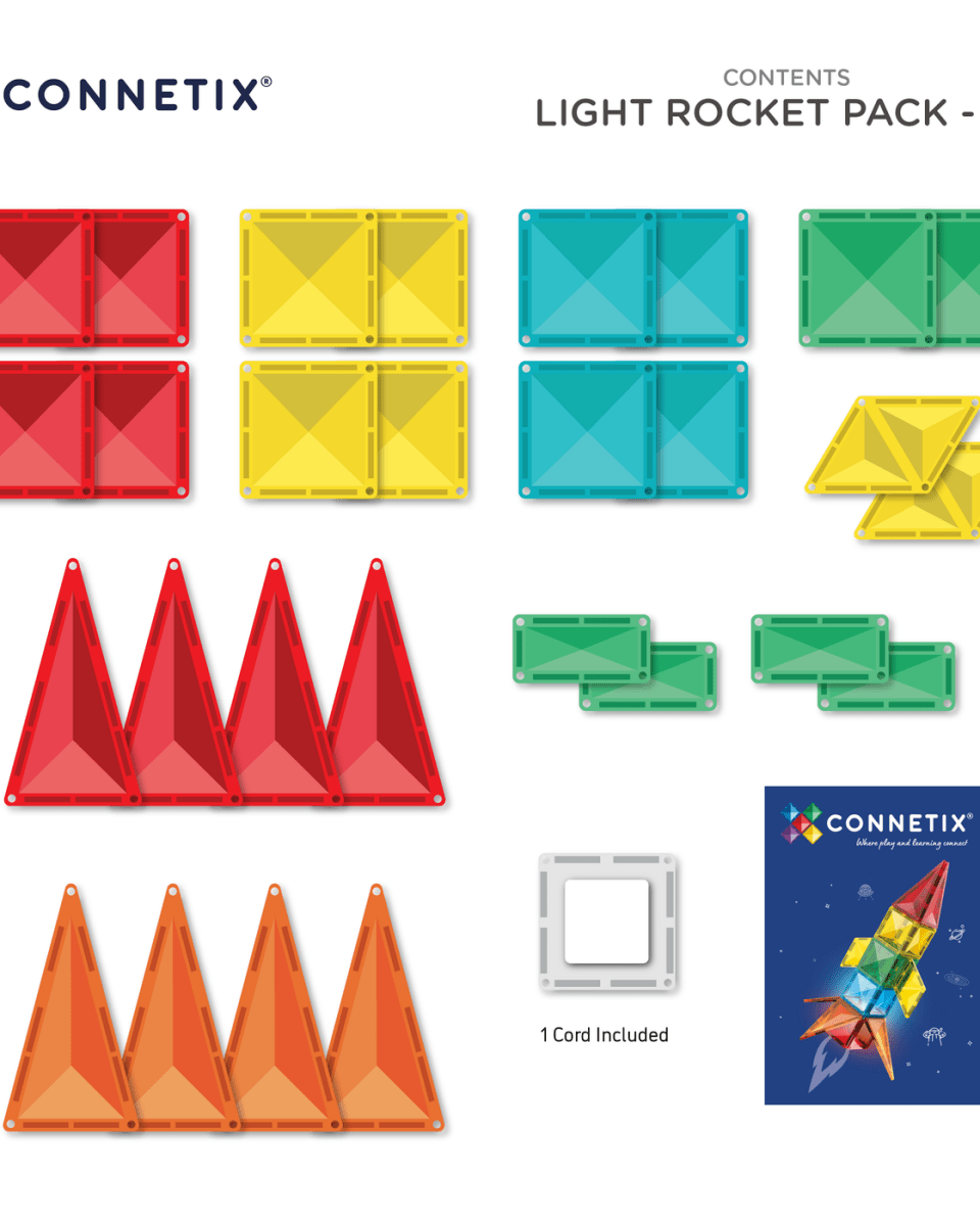 Tuiles magnétiques Connetix - Light Rocket Pack (30 pcs) -Jeux de construction- Boutique LeoLudo-Connetix