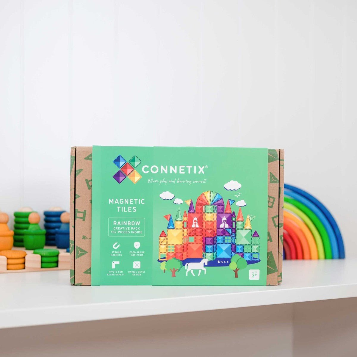 Tuiles magnétiques Rainbow Creative (102 pcs) - Jeux de construction - Boutique LeoLudo - Connetix
