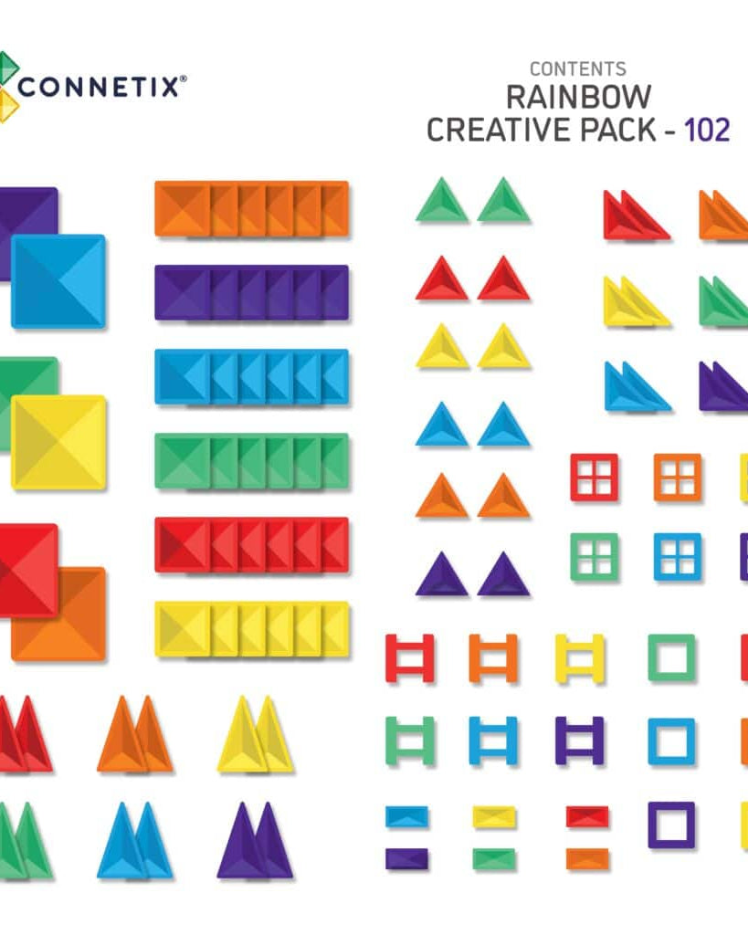 Tuiles magnétiques Rainbow Creative (102 pcs) - Jeux de construction - Boutique LeoLudo - Connetix