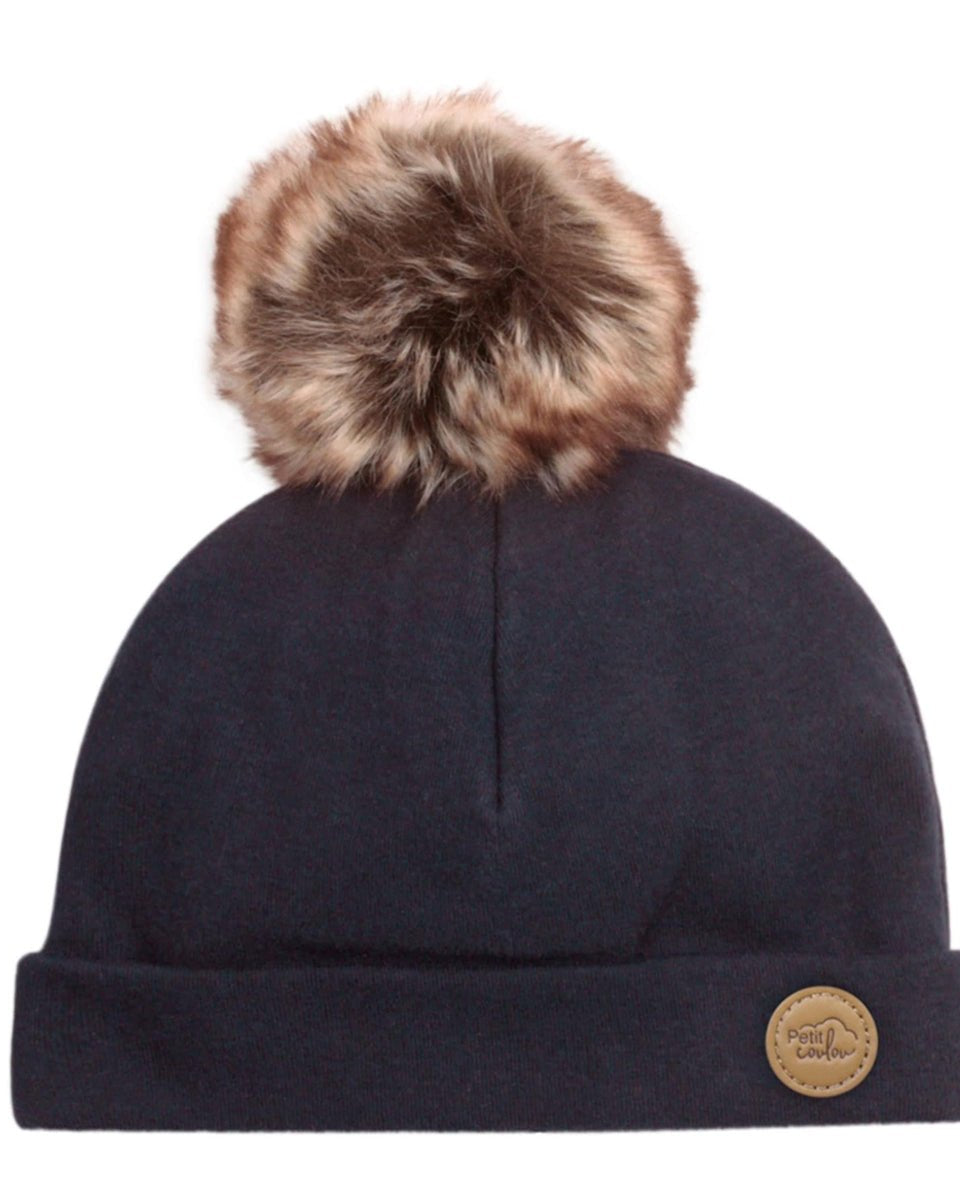 Tuque à pompon en coton bio pour bébé 0-6m (options de couleur) -Accessoires vestimentaires- Boutique LeoLudo-Petit Coulou