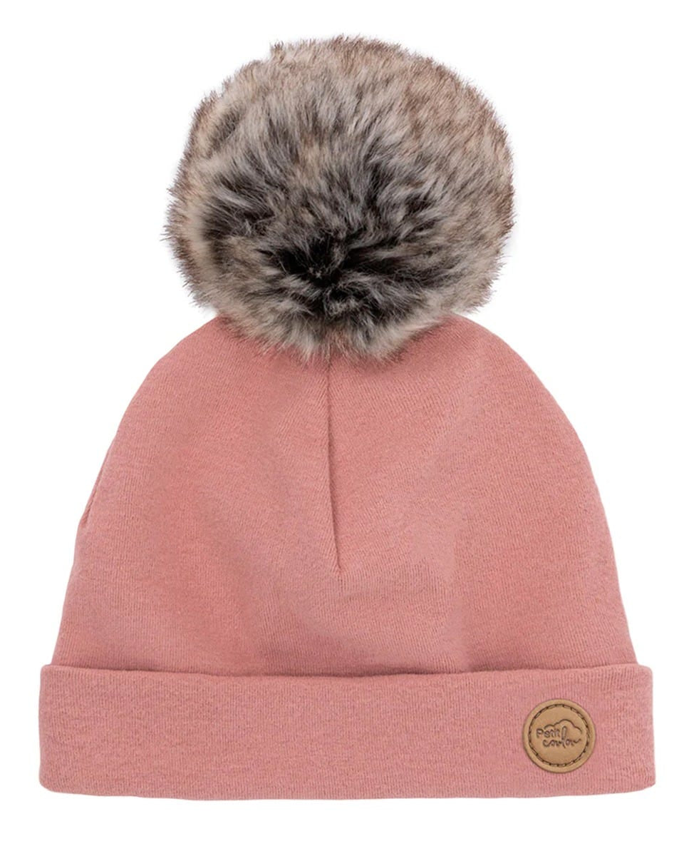 Tuque à pompon en coton bio pour bébé 0-6m (options de couleur) -Accessoires vestimentaires- Boutique LeoLudo-Petit Coulou
