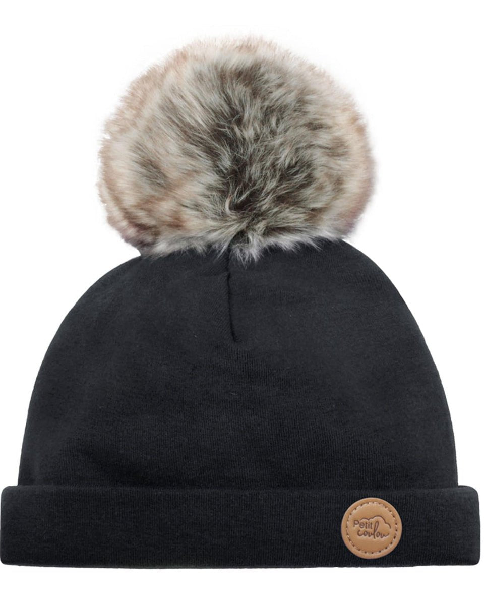 Tuque à pompon en coton bio pour bébé 0-6m (options de couleur) -Accessoires vestimentaires- Boutique LeoLudo-Petit Coulou
