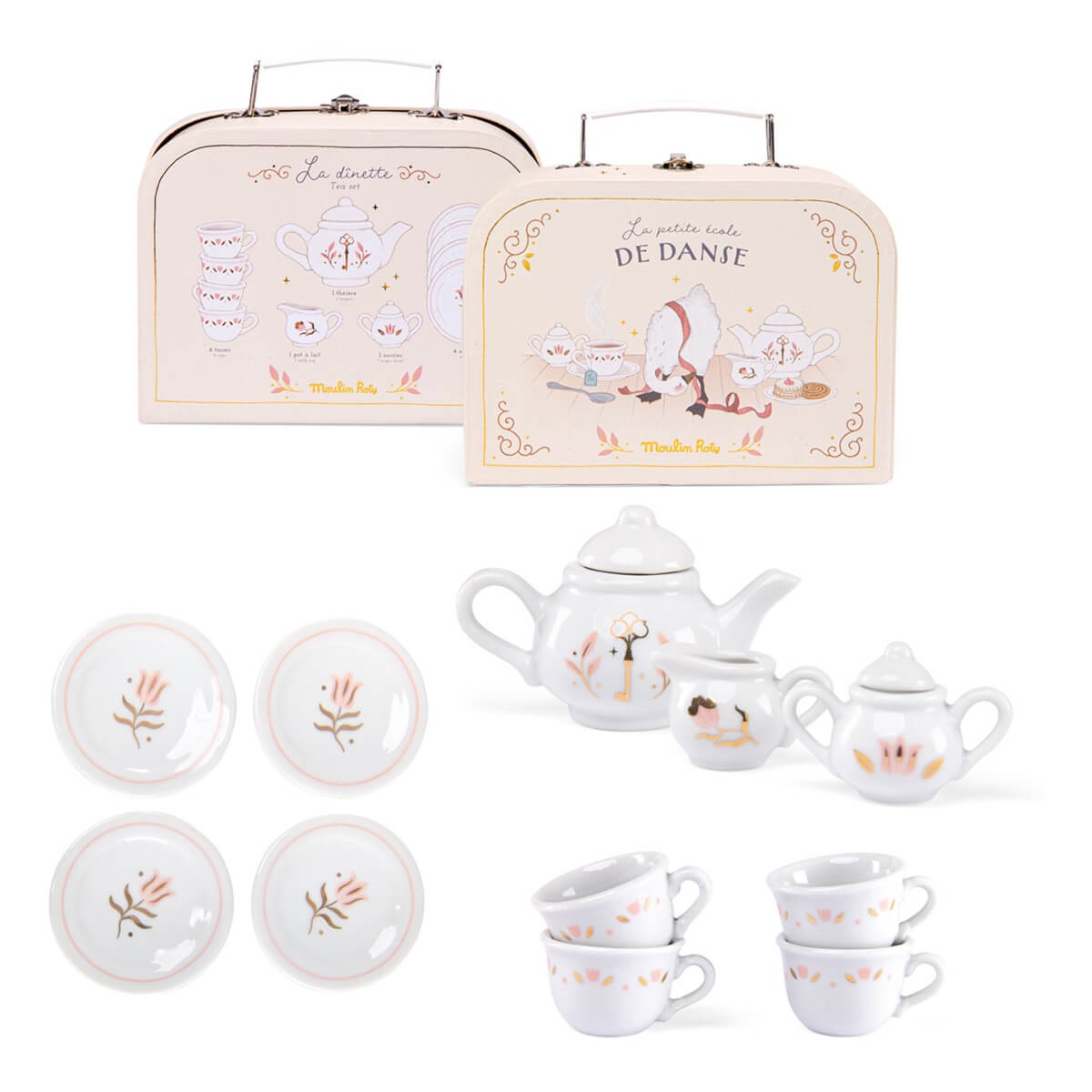 Valisette service à thé en porcelaine La petite école de danse - Jouets d'imitation - Boutique LeoLudo - Moulin Roty