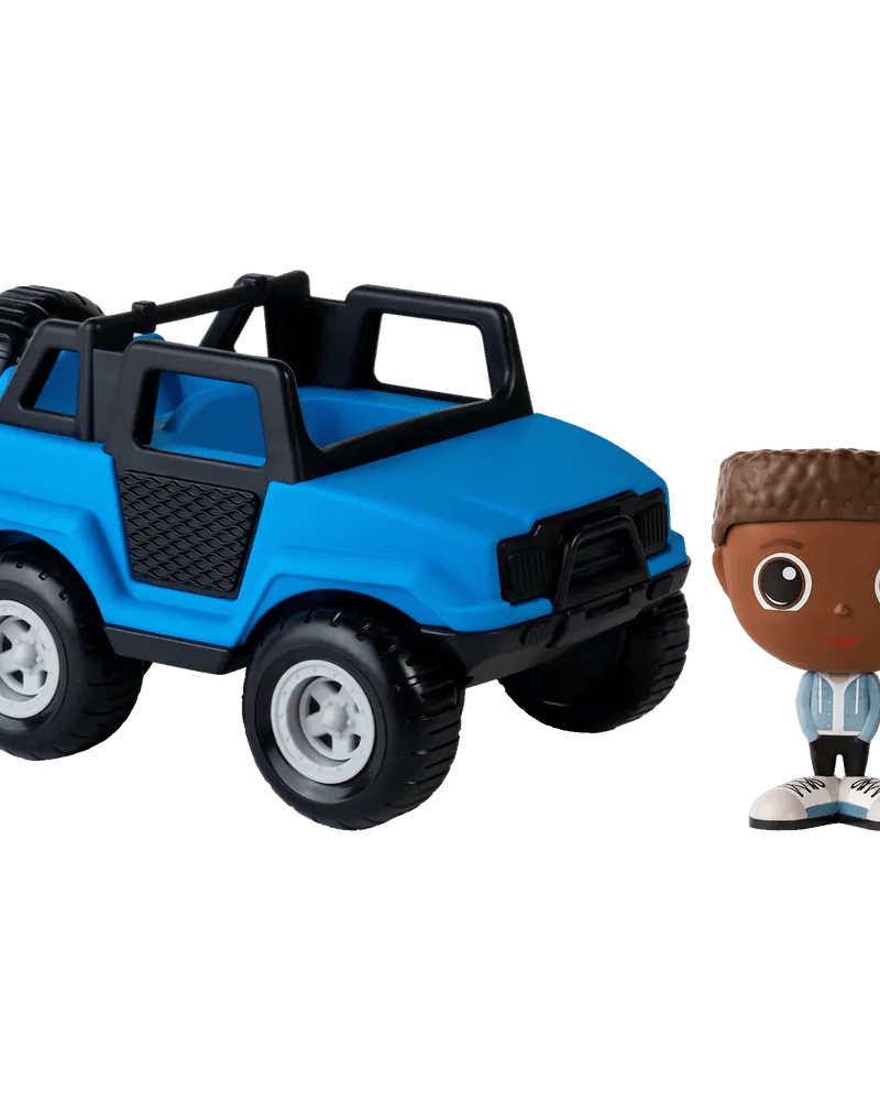 Véhicule tout - terrain bleu avec figurine – 3 personnages au choix - Véhicules de jeu - Boutique LeoLudo - Flek