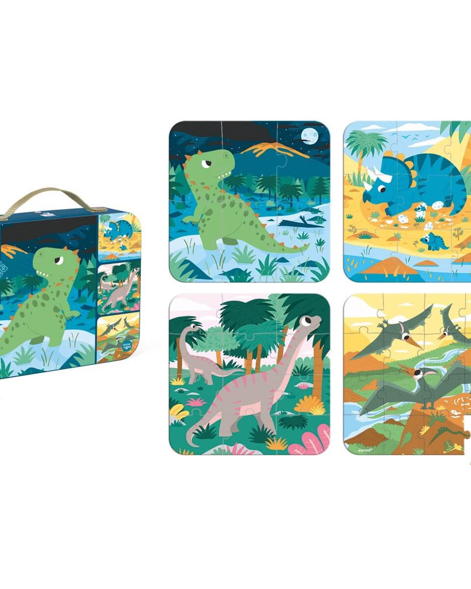 4 Casse - têtes évolutifs - Dinosaures (6 à 16 pcs) - Casse - têtes - Boutique LeoLudo - Janod