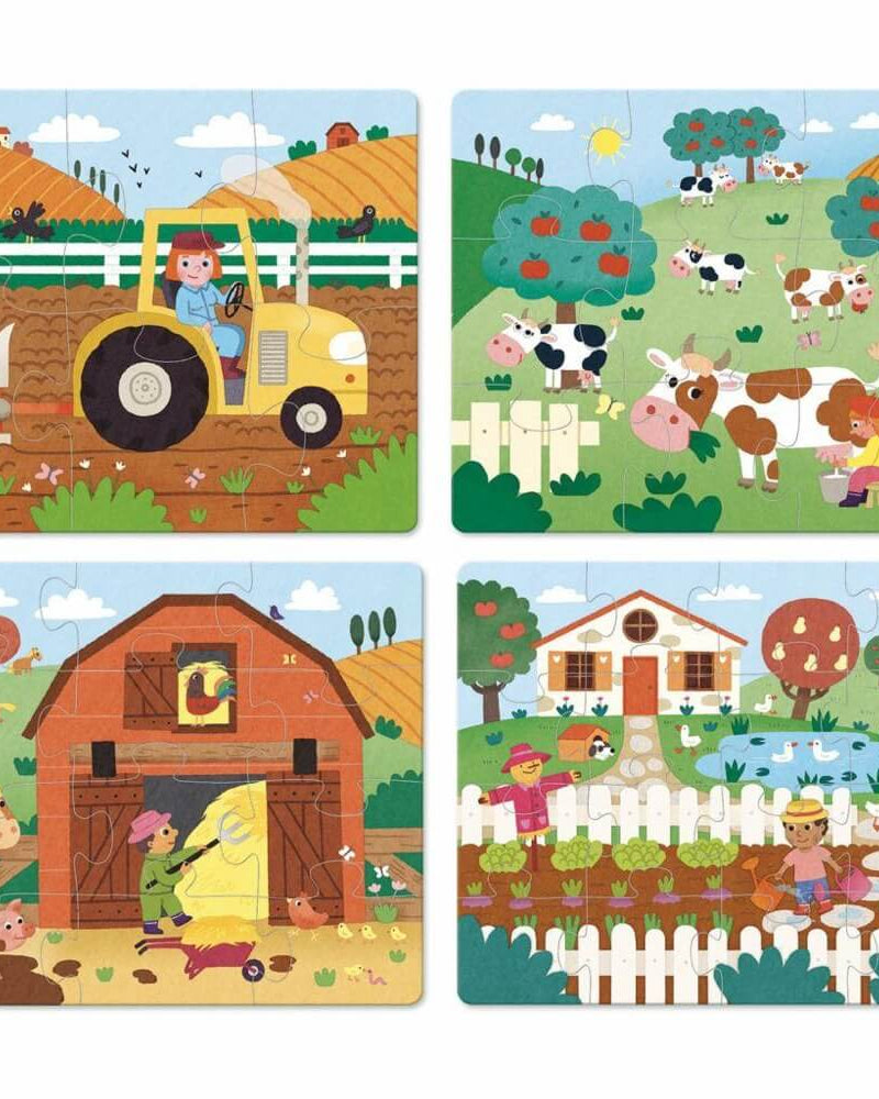 4 casse - têtes évolutifs en bois - La ferme (6 à 16 pcs) - Casse - têtes - Boutique LeoLudo - Vilac