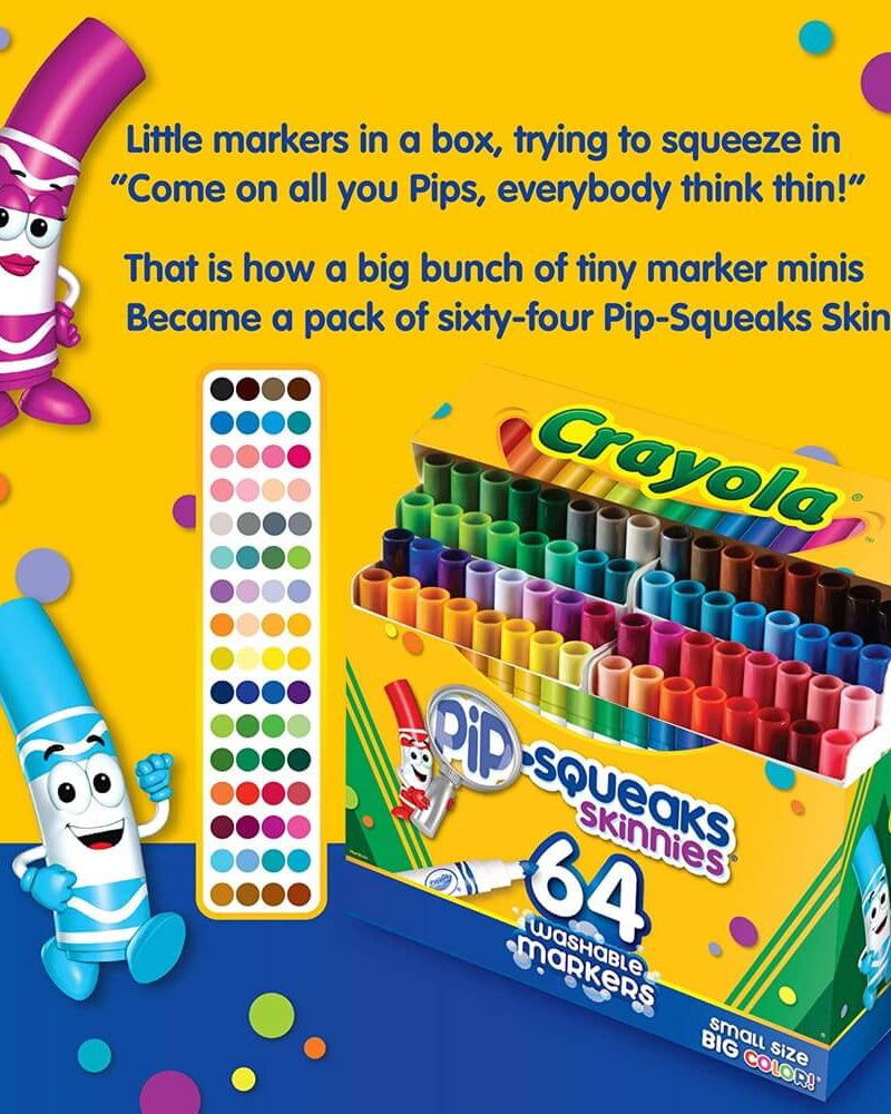 64 marqueurs minces Pip - Squeaks - Art & bricolage - Boutique LeoLudo - Crayola