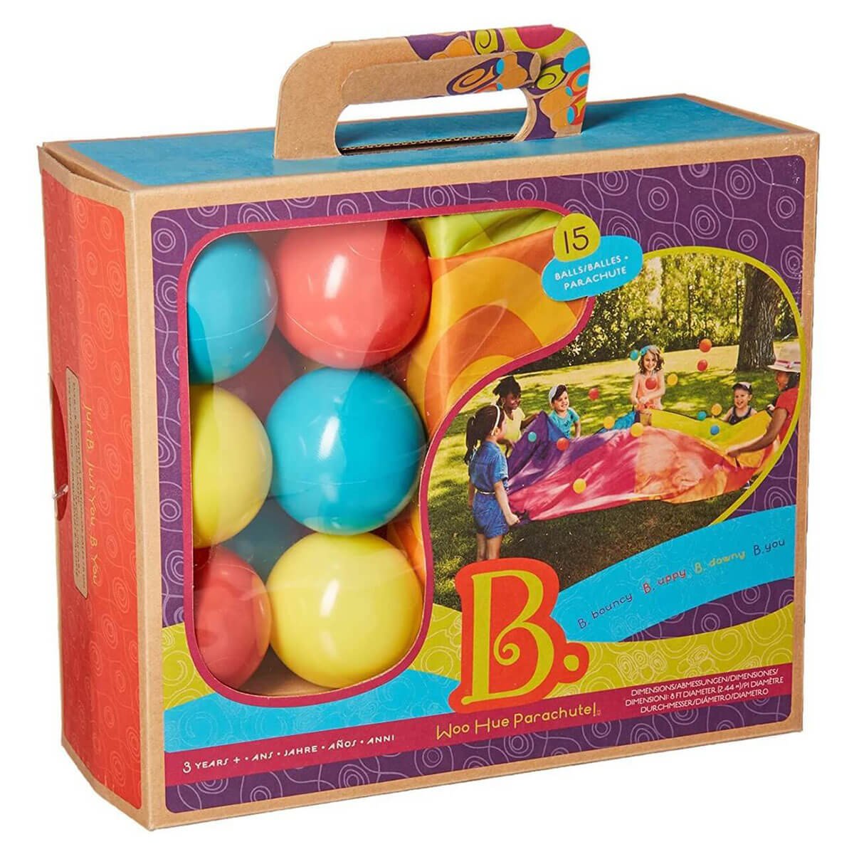 B. Active: Parachute Woo - Hue + 15 balles - Jeu actif - Boutique LeoLudo - B. toys