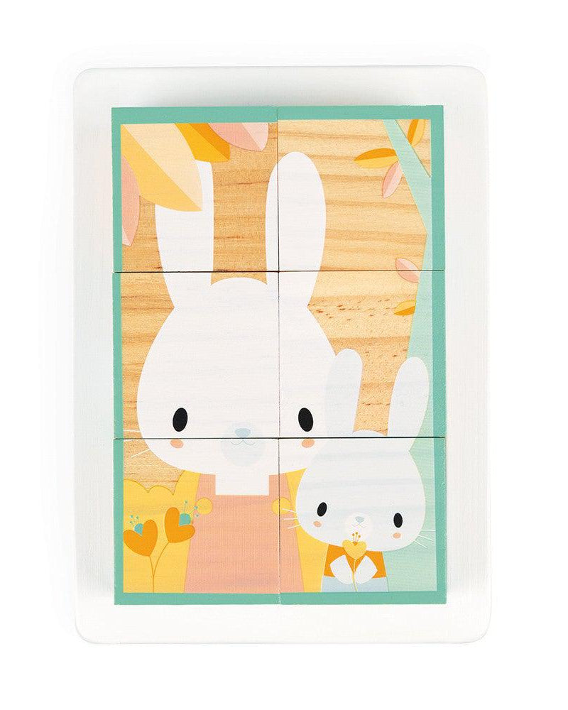 Barquette 6 cubes en bois - Jeux de construction - Boutique LeoLudo - Janod