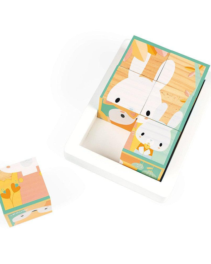 Barquette 6 cubes en bois - Jeux de construction - Boutique LeoLudo - Janod