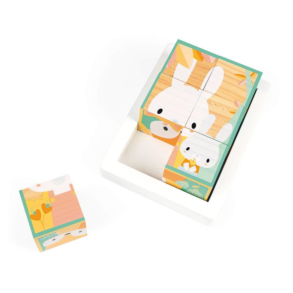 Barquette 6 cubes en bois - Jeux de construction - Boutique LeoLudo - Janod