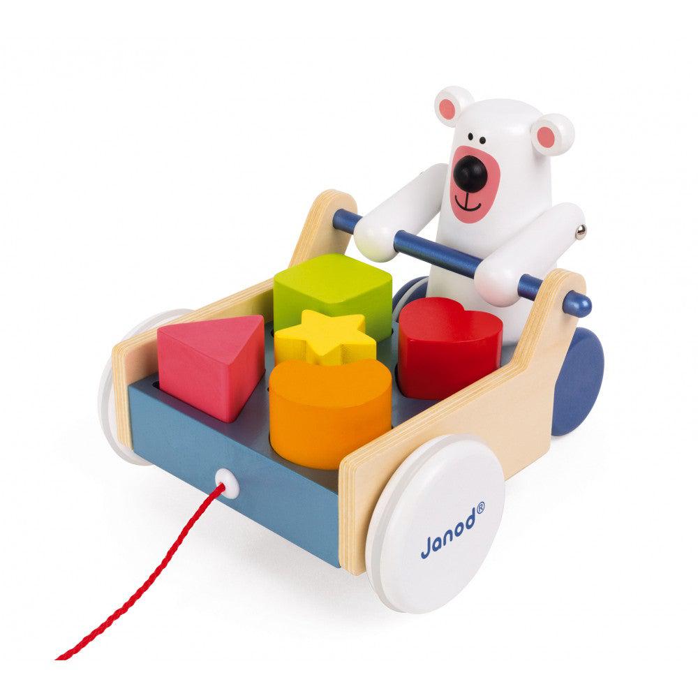 Boîte à formes à promener Ours Zigolos - Jouets à tirer / pousser - Boutique LeoLudo - Janod