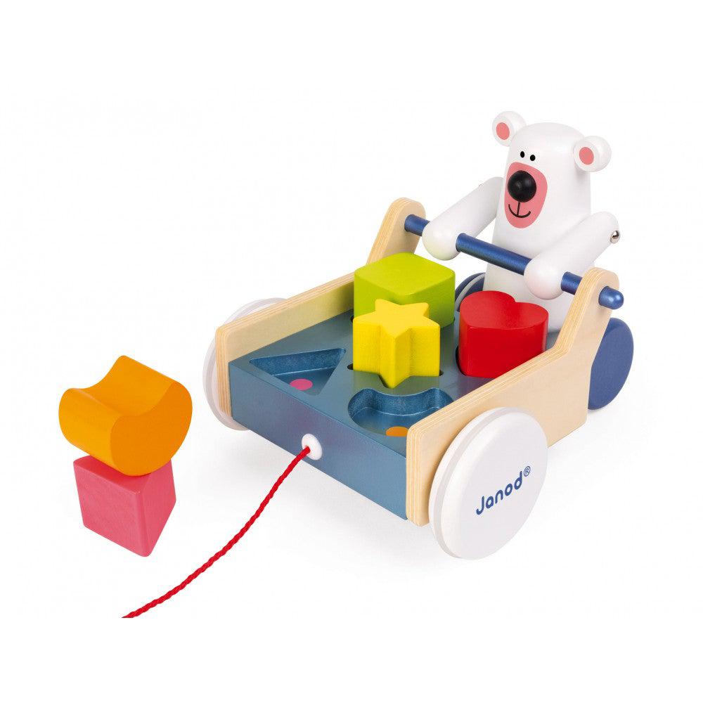 Boîte à formes à promener Ours Zigolos - Jouets à tirer / pousser - Boutique LeoLudo - Janod