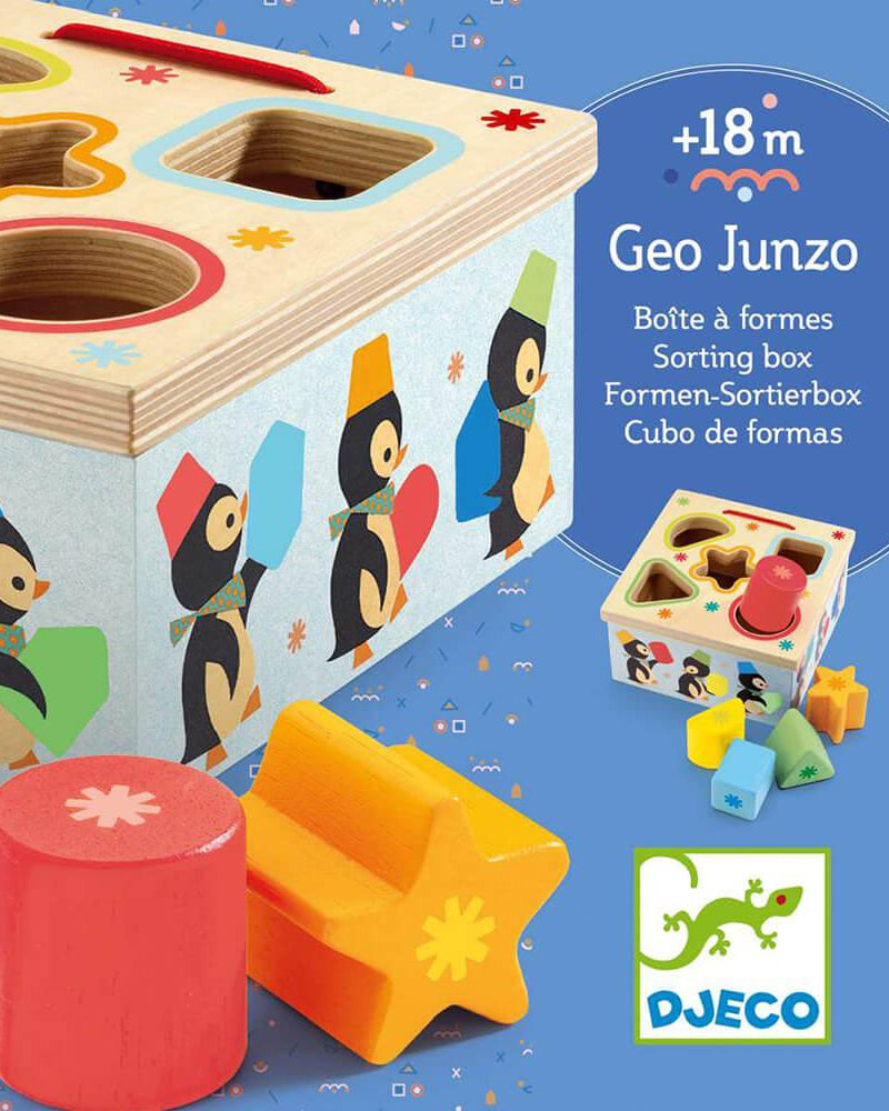 Boite de triage de formes Geo Junzo - Jouets à trier & empiler - Boutique LeoLudo - Djeco