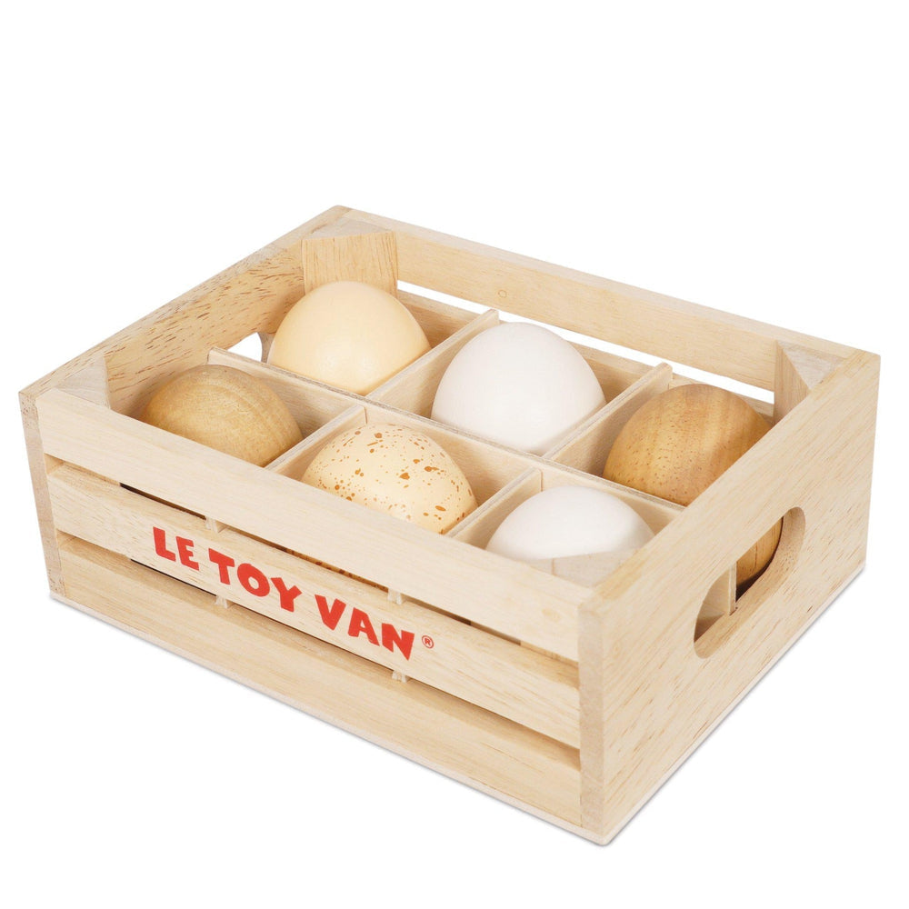 Caissette de demi-douzaine d'oeufs en bois-Jouet d'imitation-Le Toy Van-Boutique LeoLudo