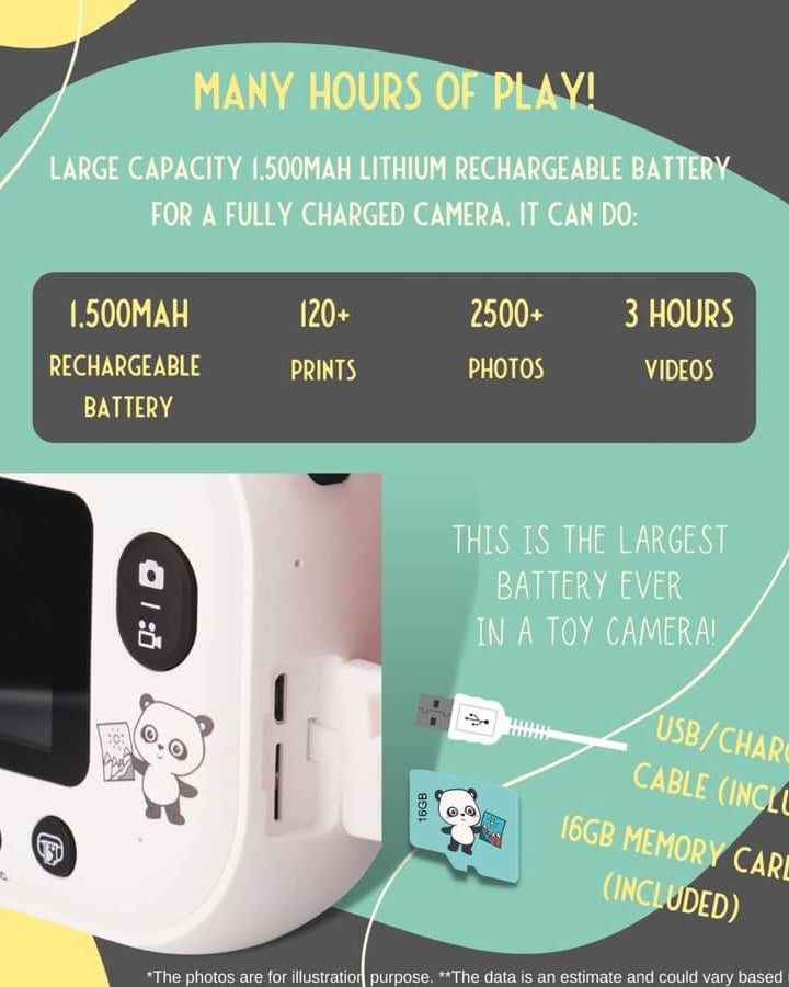 Caméra numérique à impression instantanée - Koko le panda (modèle P) - Jeux électroniques - Boutique LeoLudo - Kidamento