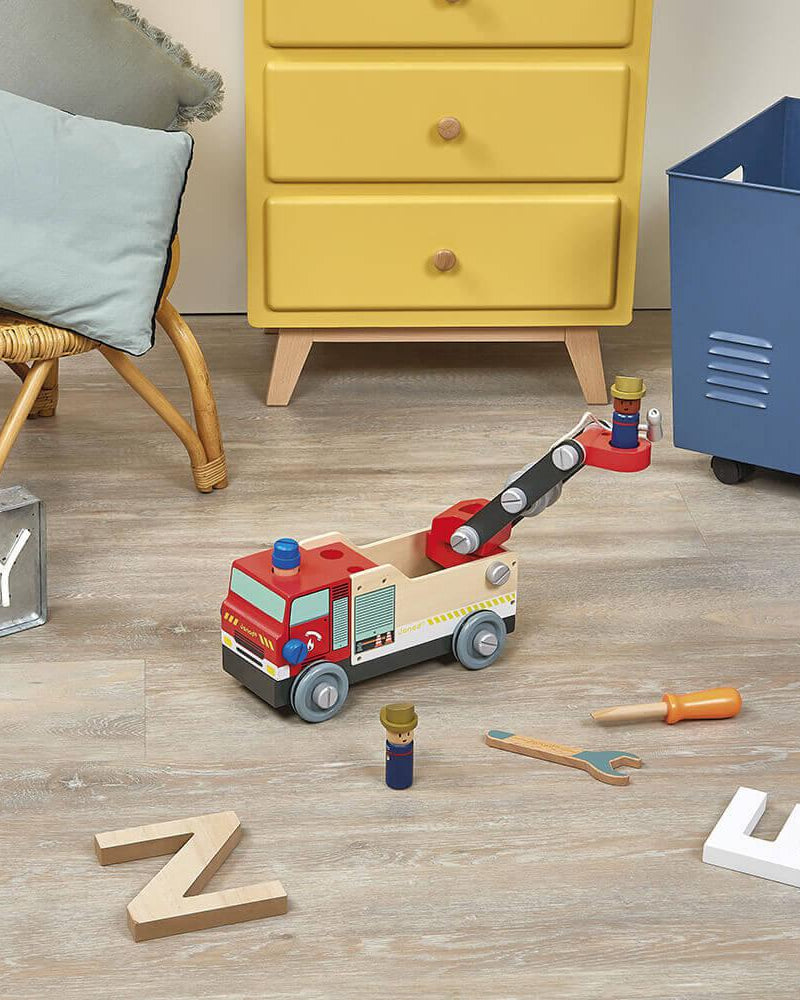 Camion de pompiers en bois Brico'Kids - Véhicules de jeu - Boutique LeoLudo - Janod