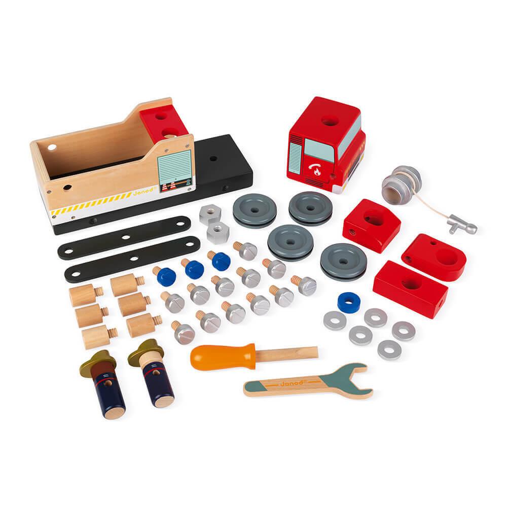 Camion de pompiers en bois Brico'Kids - Véhicules de jeu - Boutique LeoLudo - Janod