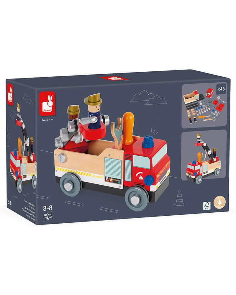 Camion de pompiers en bois Brico'Kids - Véhicules de jeu - Boutique LeoLudo - Janod