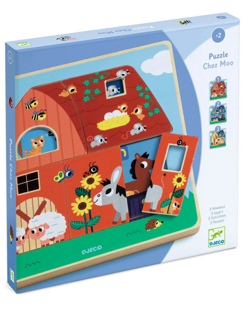 Casse - tête 3 niveaux Chez Moo - Casse - têtes - Boutique LeoLudo - Djeco