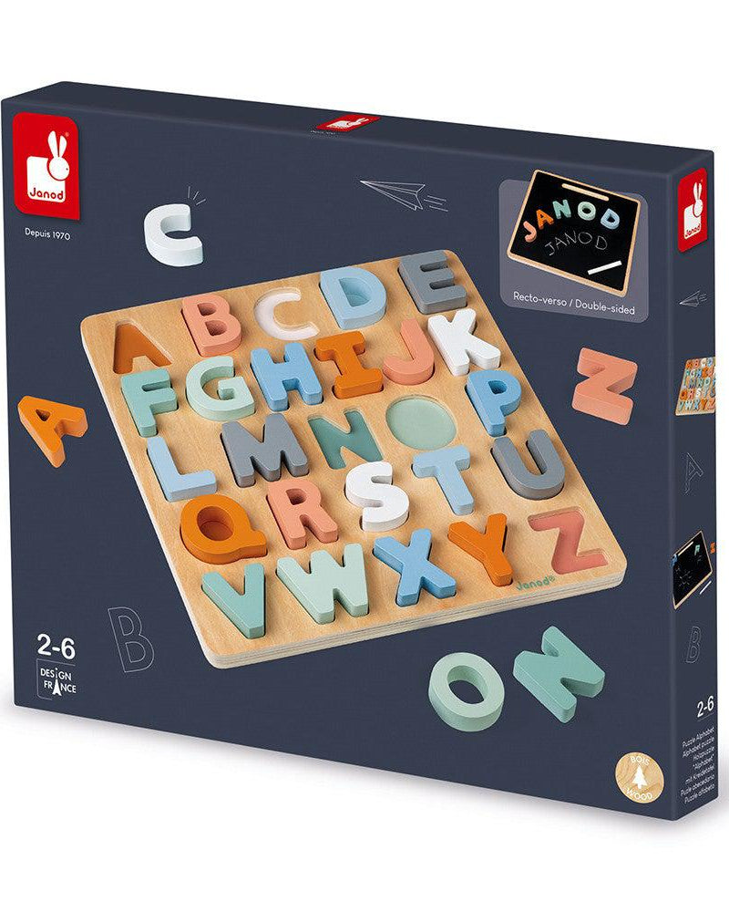 Casse - tête Alphabet en bois + tableau ardoise - Casse - têtes - Boutique LeoLudo - Janod