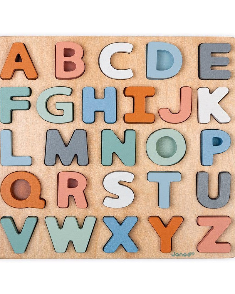 Casse - tête Alphabet en bois + tableau ardoise - Casse - têtes - Boutique LeoLudo - Janod