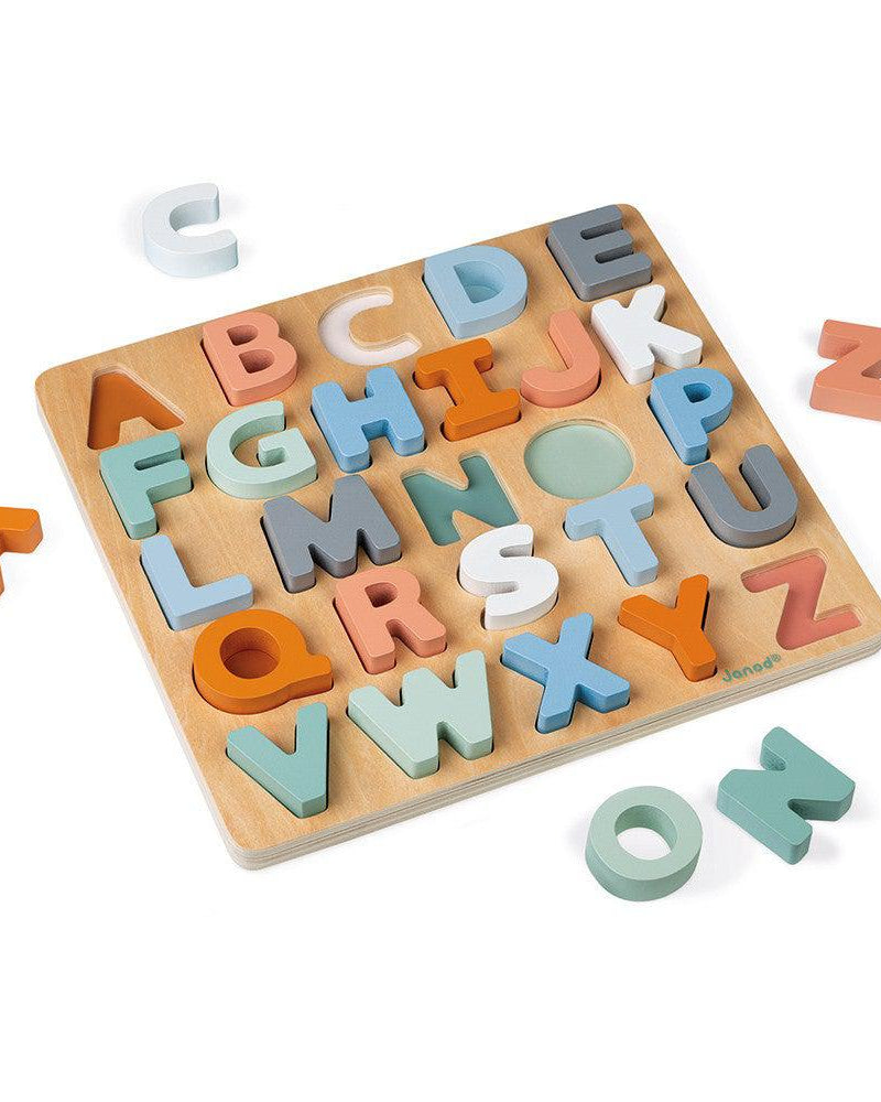 Casse - tête Alphabet en bois + tableau ardoise - Casse - têtes - Boutique LeoLudo - Janod