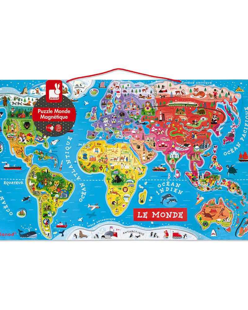 Casse - tête magnétique - Carte du Monde (92 mcx) - Casse - têtes - Boutique LeoLudo - Janod