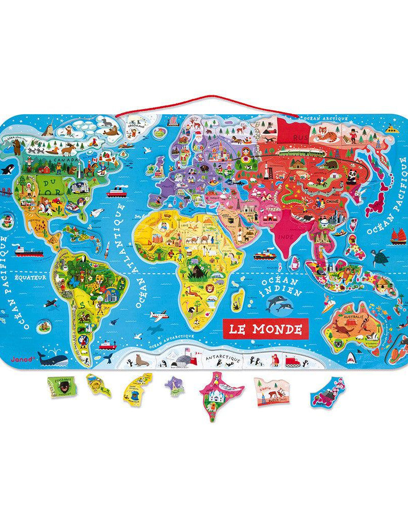 Casse - tête magnétique - Carte du Monde (92 mcx) - Casse - têtes - Boutique LeoLudo - Janod