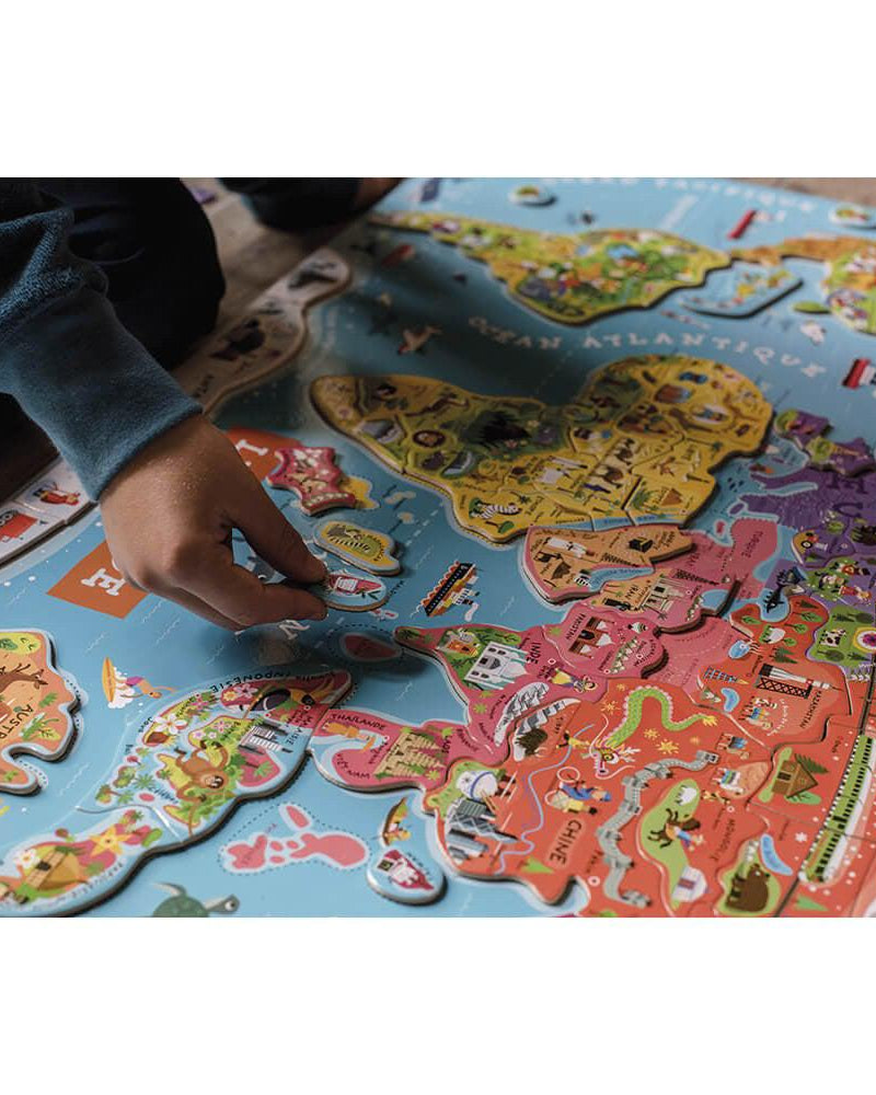 Casse - tête magnétique - Carte du Monde (92 mcx) - Casse - têtes - Boutique LeoLudo - Janod