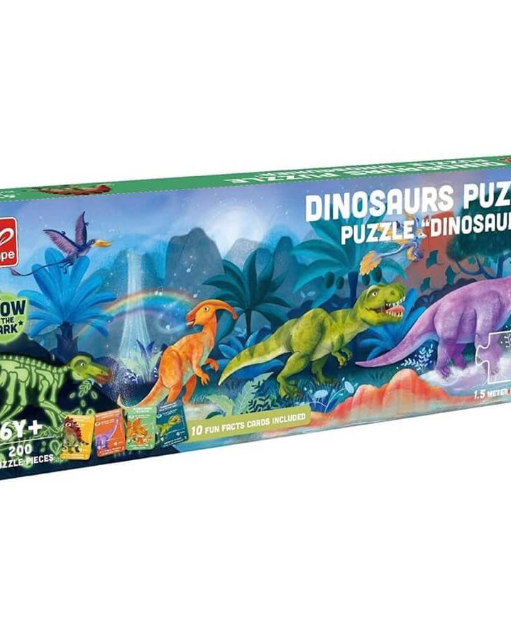 Casse - tête phosphorescent - Dinosaures (200 pcs) - Casse - têtes - Boutique LeoLudo - Hape